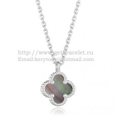 Wisiorek Van Cleef Arpels Sweet Alhambra z białego złota z szarą masą perłową 9 mm