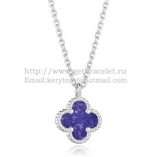 Wisiorek Van Cleef Arpels Sweet Alhambra z białego złota z masą perłową i kamieniem lapis lapis 9 mm