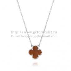 Wisiorek Van Cleef Arpels Alhambra z białego złota z tygrysim okiem i masą perłową 15 mm