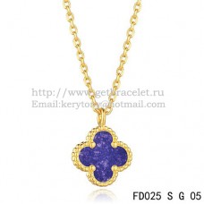 Wisiorek Van Cleef Arpels Sweet Alhambra z żółtego złota z masą perłową i kamieniem lapis lapis lazur 9 mm